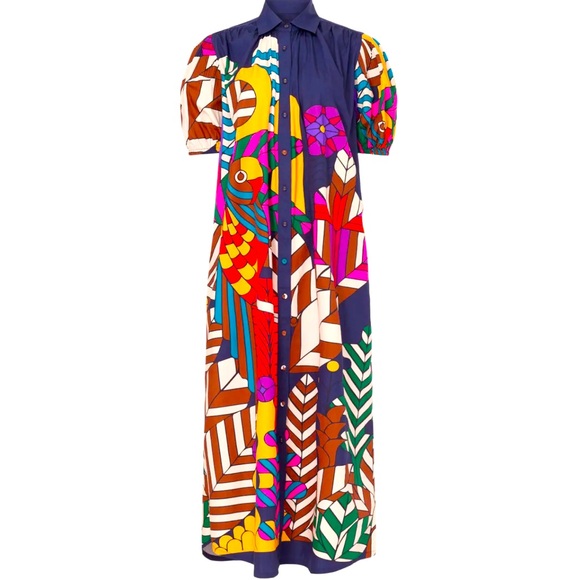 CAROLINA K Geometric Cotton Button Front
Valerie Pleated Kaftan Gown Dre… - Picture 6 of 12